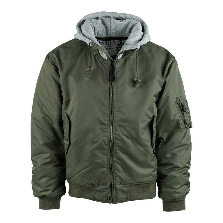 GIACCA BOMBER MA-1 CON CAPPUCCIO VERDE FOSTEX
