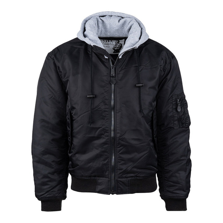 GIACCA BOMBER MA-1 CON CAPPUCCIO NERA FOSTEX