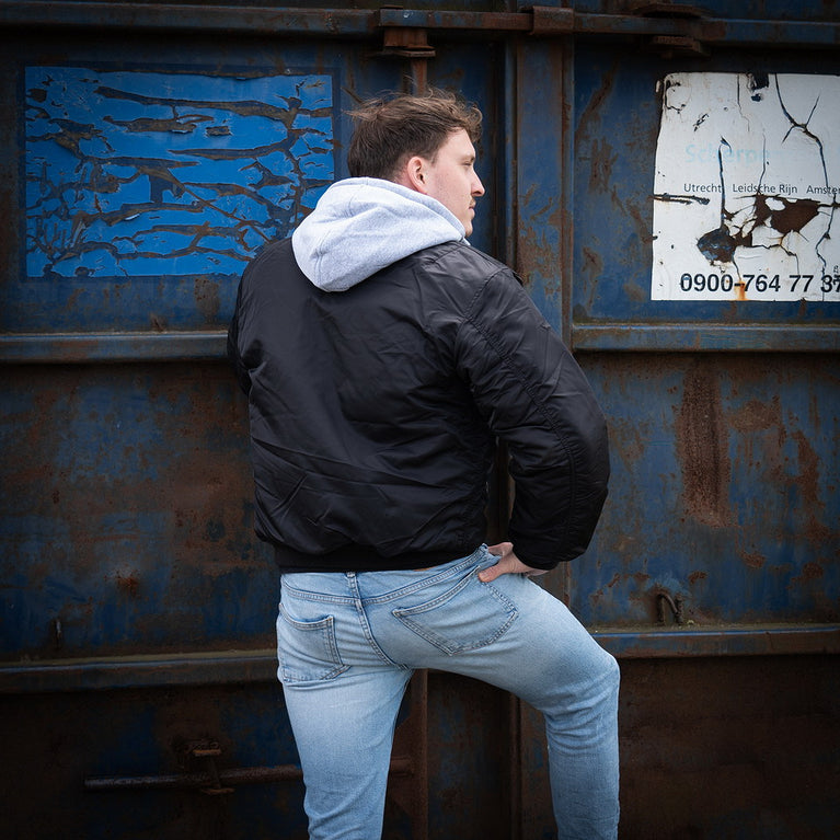 GIACCA BOMBER MA-1 CON CAPPUCCIO NERA FOSTEX