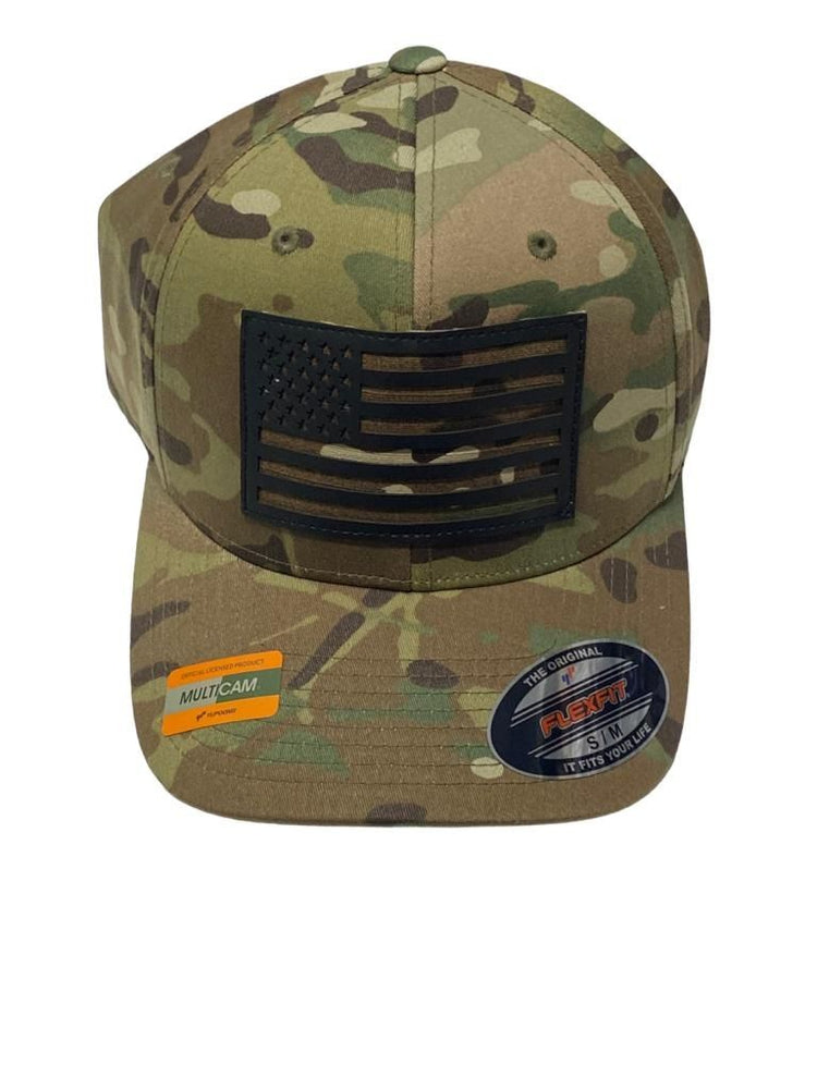 BASEBALL CAP CON BANDIERA AMERICANA FLEXFIT Nero/multicam THE CLASSICS