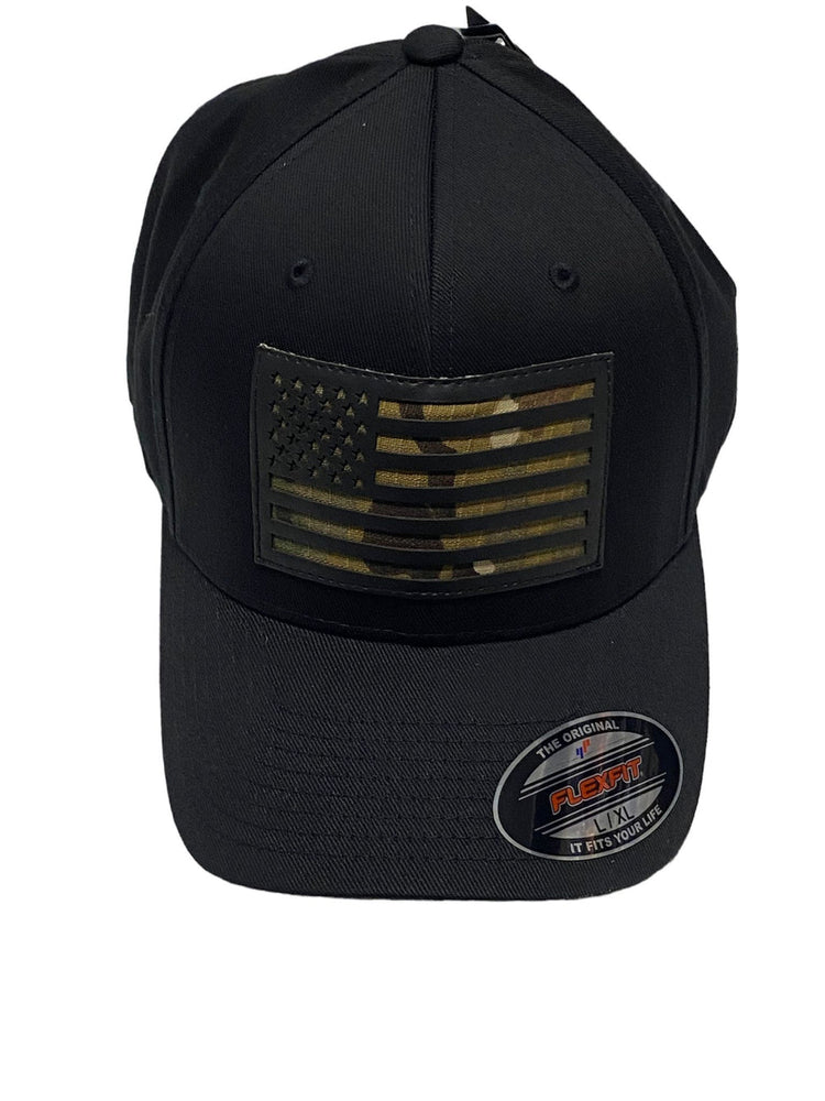 BASEBALL CAP CON BANDIERA AMERICANA FLEXFIT Nero/multicam THE CLASSICS