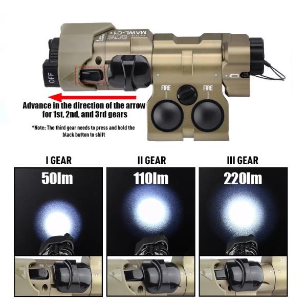 SISTEMA DI PUNTAMENTO MAWL C1 NYLON LASER ROSSO/IR CON LUCE LED/LED IR NERO WADSN