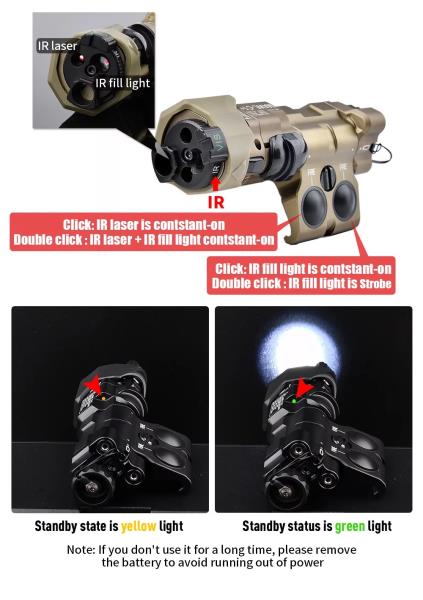 SISTEMA DI PUNTAMENTO MAWL C1 NYLON LASER ROSSO/IR CON LUCE LED/LED IR NERO WADSN