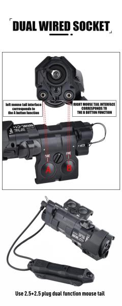 SISTEMA DI PUNTAMENTO MAWL C1 NYLON LASER ROSSO/IR CON LUCE LED/LED IR NERO WADSN