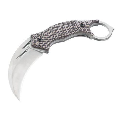 COLTELLO KARAMBIT EF715 A LAMA FISSA CON MANICO IN COLORAZIONE ACCIAIO DAMASCATO ELITE FORCE