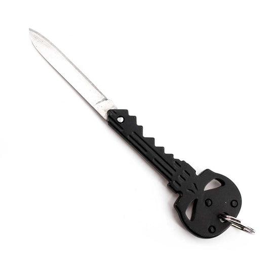COLTELLINO PORTACHIAVI A FORMA DI CHIAVE CON LOGO PUNISHER NERO ALBAINOX