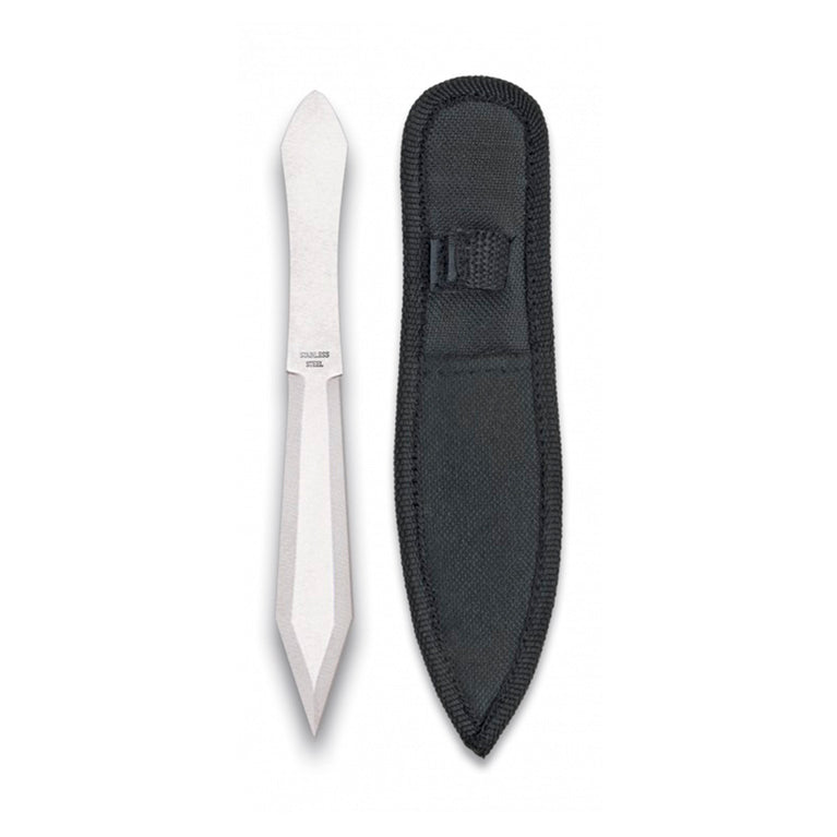 COLTELLO DA LANCIO IN ACCIAIO DA 13CM E FODERO NERO ALBAINOX