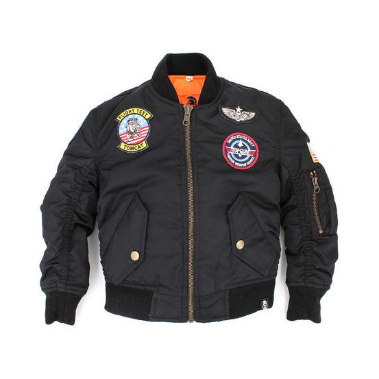 BOMBER PER BAMBINI CON PATCHES AEREONAUTICA NERO IMMORTAL WARRIOR