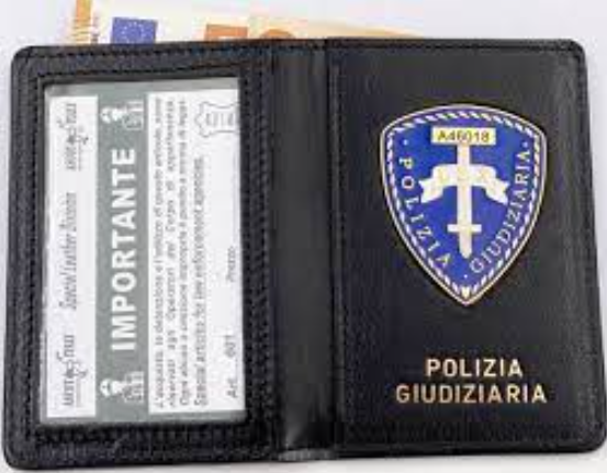 PORTAFOGLIO POLIZIA GIUDIZIARIA IN PELLE CON PLACCA BLU ASCOT