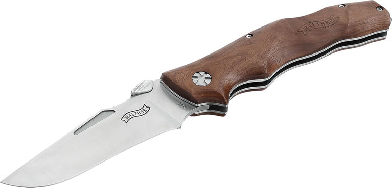 COLTELLO AFW CON LAMA RICHIUDIBILE E IMPUGNATURA IN LEGNO DI NOCE WALTHER