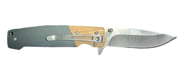 COLTELLO A LAMA RICHIUDIBILE CON IMPUGNATURA IN POLIMERO E LEGNO JKR