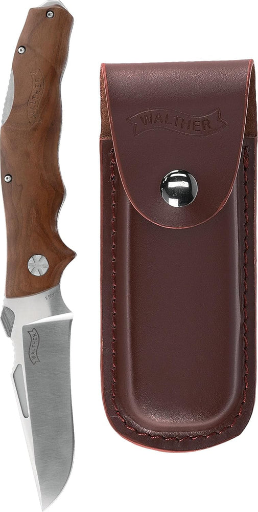 COLTELLO AFW CON LAMA RICHIUDIBILE E IMPUGNATURA IN LEGNO DI NOCE WALTHER