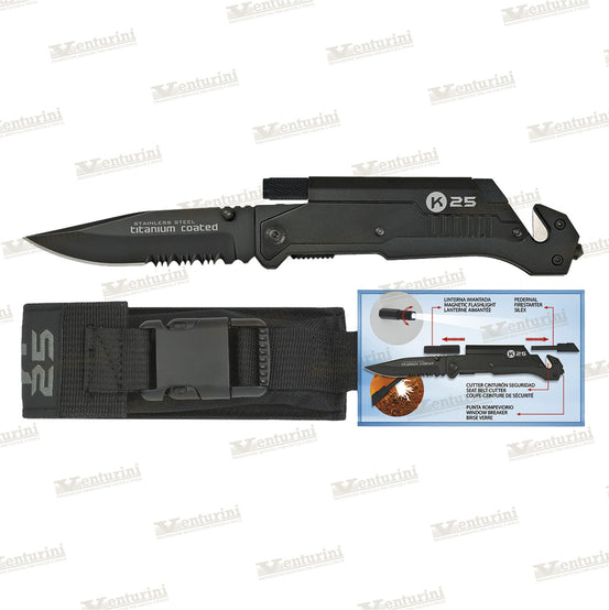 Coltello Rui Set Completo Di Acciarino E Torcetta Con Fodero