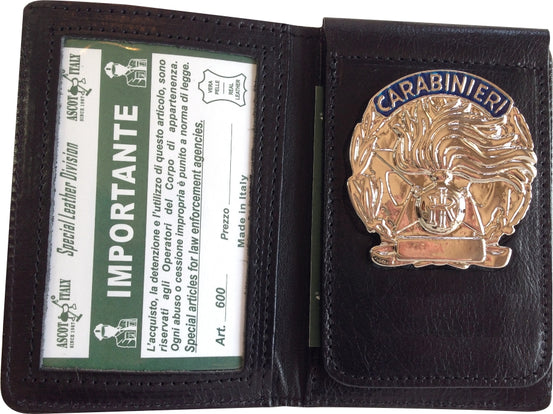 PORTAFOGLIO CARABINIERI IN PELLE CON PLACCA ARGENTATA ASCOT