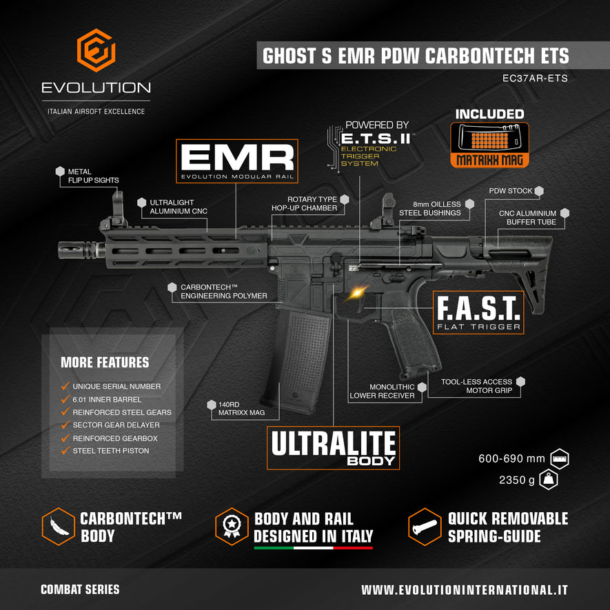 FUCILE SOFTAIR GHOST S EMR PDW CARBONTECH ETS EVOLUTION