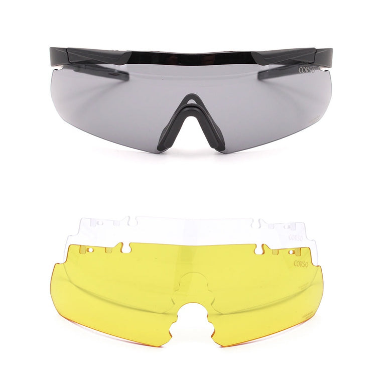 OCHIALI PROTETTIVI CON 3 LENTI REVENGE STERN CON MONTATURA NERA CORSO