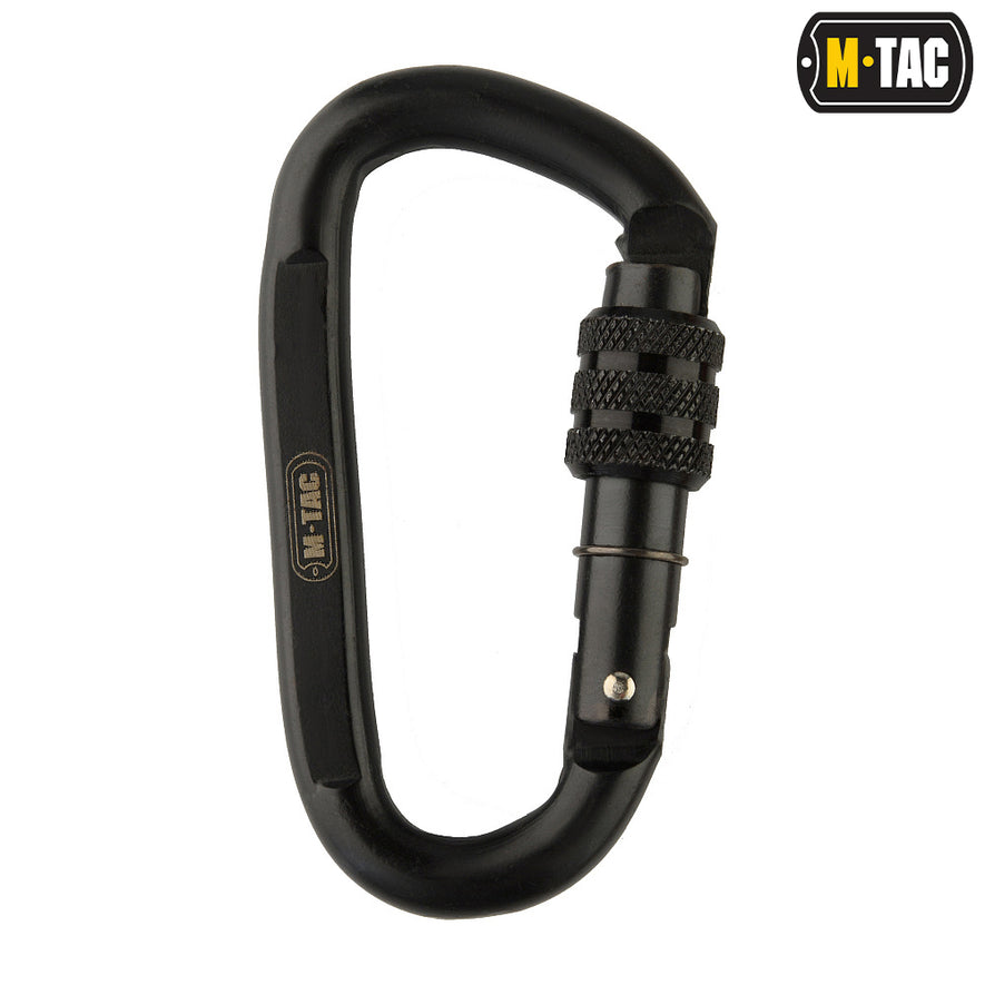 Moschettone carabiner 10 cm acciaio Colorazione Nera M-TAC