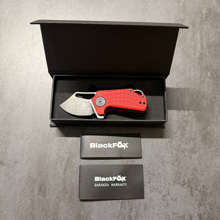 MICRO COLTELLO A LAMA PIEGHEVOLE PUCK CON IMPUGNATURA G10 ROSSA BLACK FOX