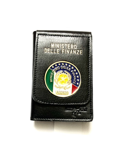 PORTAFOGLIO MINISTERO DELLE FINANZE IN PELLE CON PLACCA E SCRITTA SUPERIORE ASCOT
