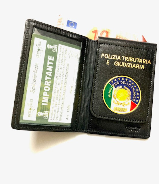 PORTAFOGLIO POLIZIA TRIBUTARIA E GIUDIZIARIA CON PLACCA E SCRITTA SUPERIORE ASCOT