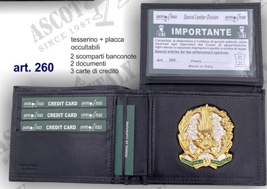 PORTAFOGLIO GUARDIA DI FINANZA IN PELLE CON PLACCA ASCOT