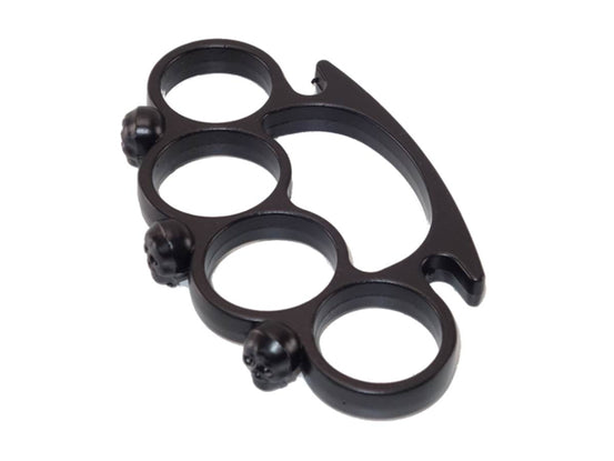 FERMACARTE TIRAPUGNI NERA CON TESCHI IN ACCIAIO NERO