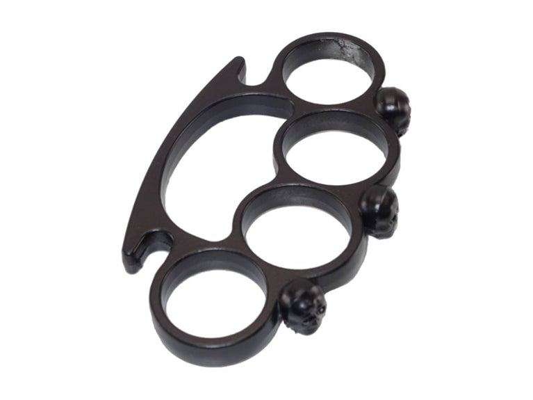 FERMACARTE TIRAPUGNI NERA CON TESCHI IN ACCIAIO NERO