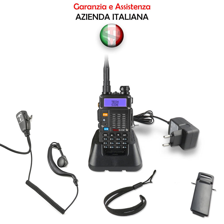 Radio TS-T9+ Radio Tri-Power 8W Vhf/Uhf Premium + Auricolare TSAU e Antenna ad alto guadagno TECHSIDE