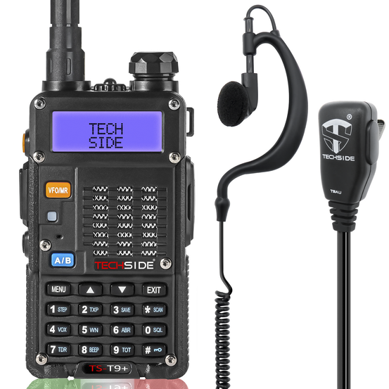 Radio TS-T9+ Radio Tri-Power 8W Vhf/Uhf Premium + Auricolare TSAU e Antenna ad alto guadagno TECHSIDE