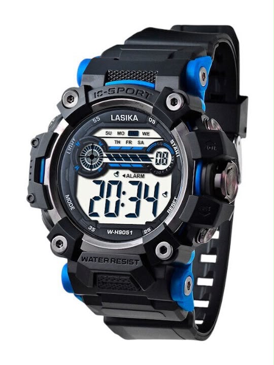 Orologio tattico multifunzione 26 CM NERO / BLUE NYLON/METALLO LASIKA