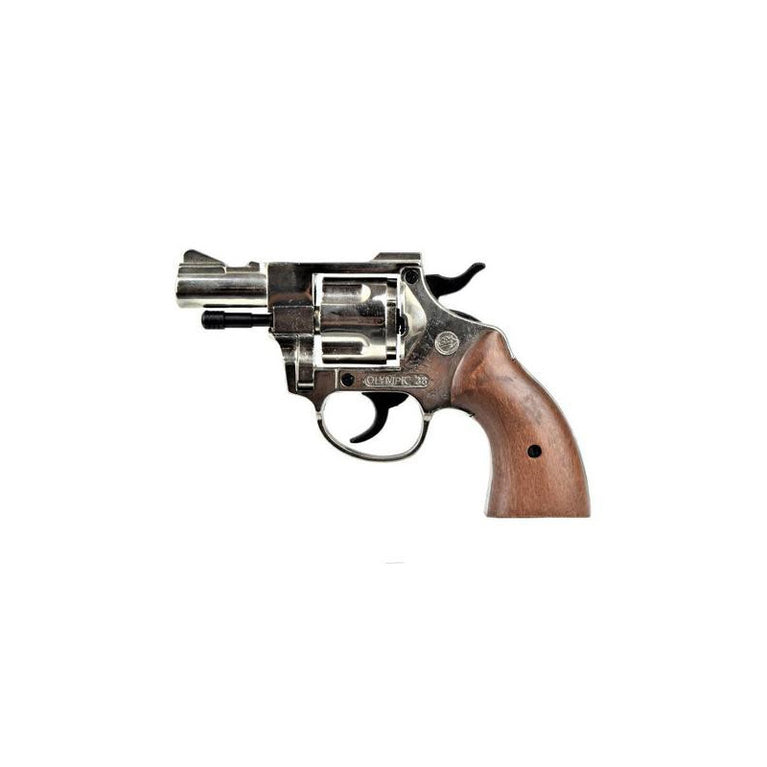 REVOLVER A SALVE OLIMPYC CAL. 380 NIKEL E LEGNO BRUNI