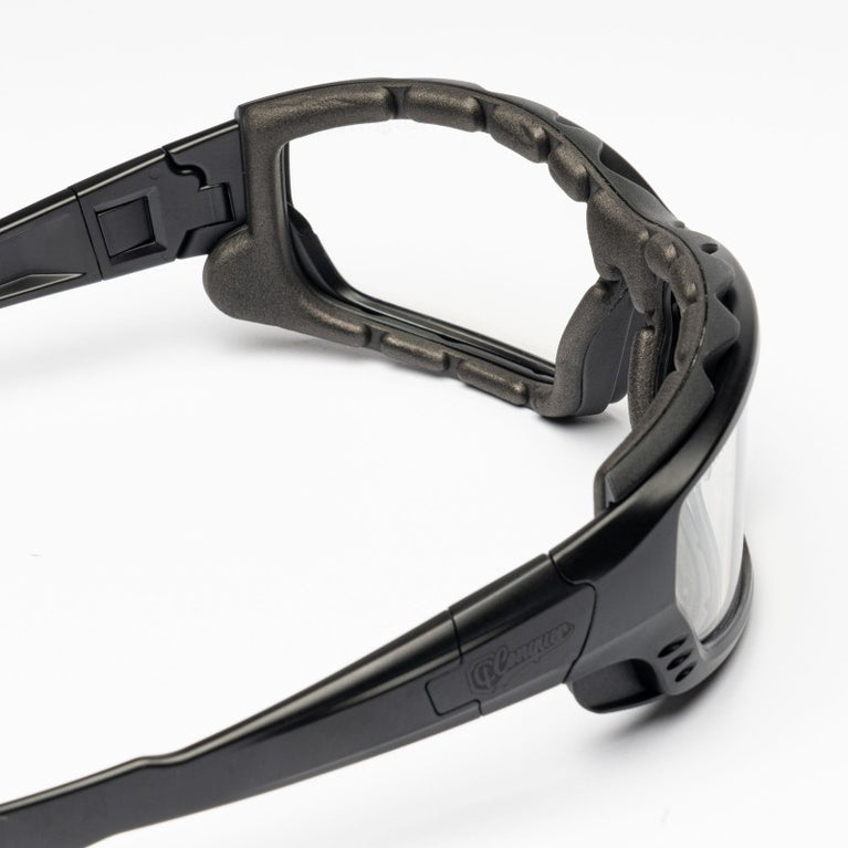 OCCHIALI ZYPHER CQSG001 CON LENTI TRASPARENTI E MONTATURA NERA CONQUER