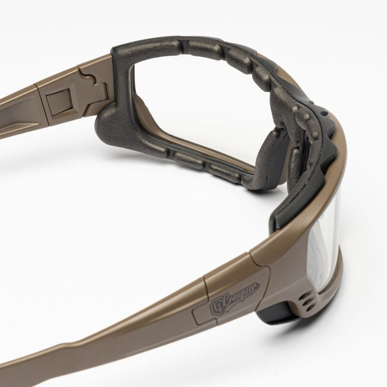 OCCHIALI ZYPHER CQSG001 CON LENTI TRASPARENTI E MONTATURA TAN CONQUER