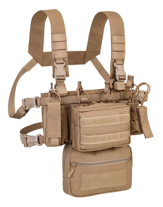 COMBO MINI CHEST RIG 900D POLY MOLLE COYOTE TAN OUTAC DEFCON 5