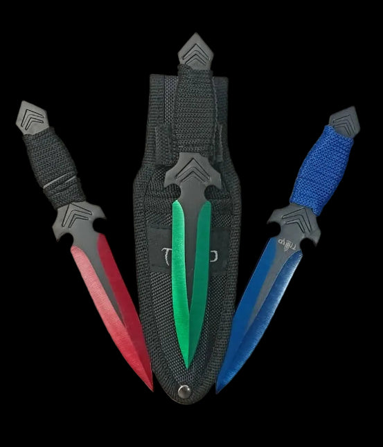 SET DI 3 COLTELLI DA LANCIO CON FODERO THIRD AMONT