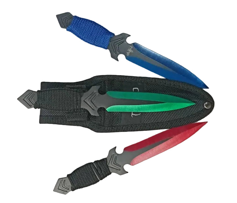 SET DI 3 COLTELLI DA LANCIO CON FODERO THIRD AMONT