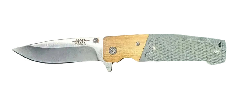 COLTELLO A LAMA RICHIUDIBILE CON IMPUGNATURA IN POLIMERO E LEGNO JKR