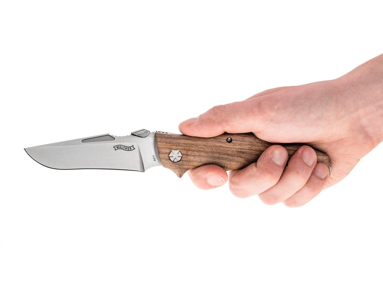 COLTELLO AFW CON LAMA RICHIUDIBILE E IMPUGNATURA IN LEGNO DI NOCE WALTHER