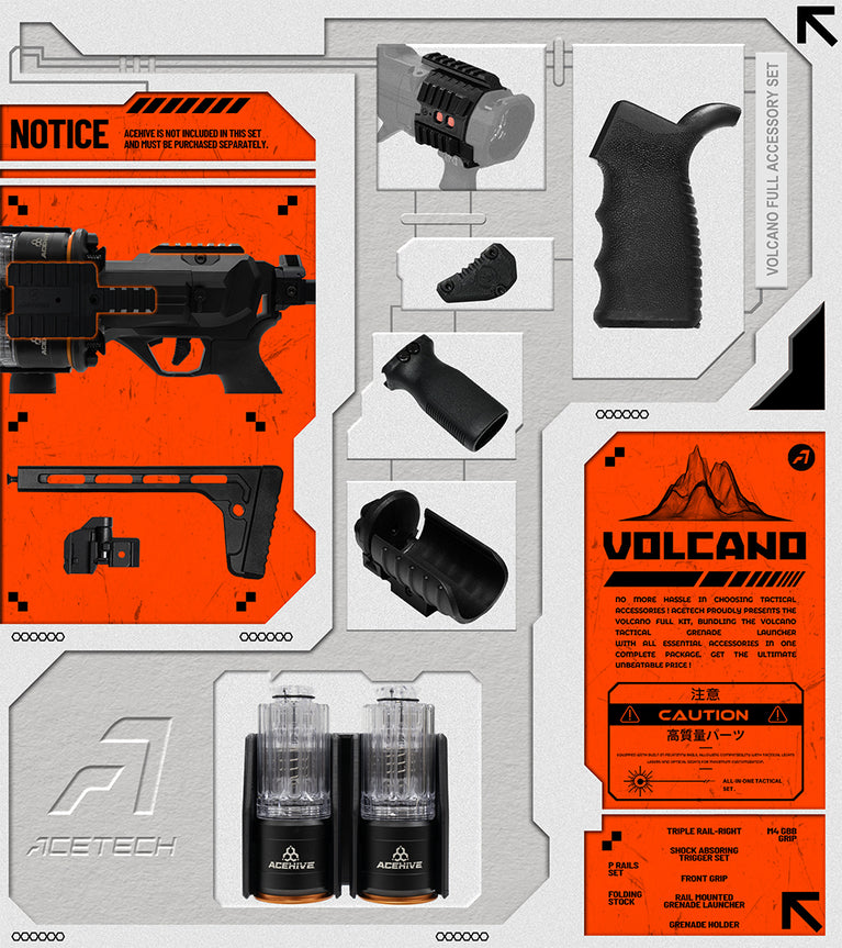 LANCIAGRANATE VOLCANO DELUXE EDITION ACETECH CON SIMULAZIONE DI FIAMMATA E TRACER INTEGRATI ACETECH