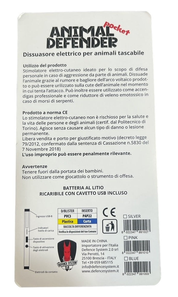 DISSUASORE DA DIFESA ANIMAL DEFENDER POCKET NERA DEFENCE SYSTEM