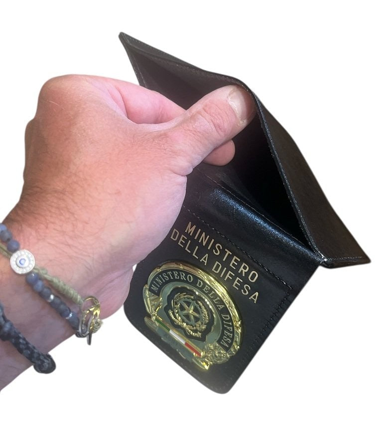 PORTAFOGLIO IN PELLE CON PLACCA RIMOVIBILE MINISTERO DELLA DIFESA ASCOT