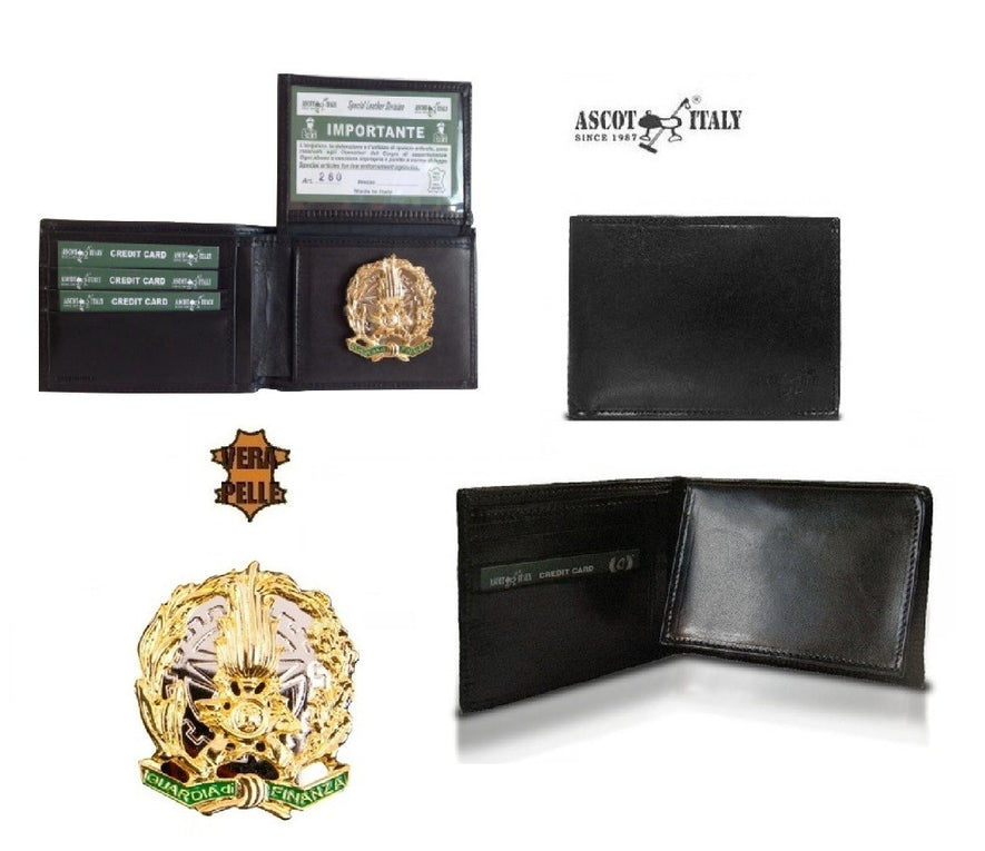 PORTAFOGLIO GUARDIA DI FINANZA IN PELLE CON PLACCA ASCOT