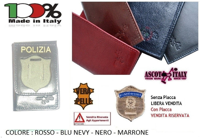 PORTAFOGLIO POLIZIA DI STATO IN CUOIO CON ALLOGGIO PLACCA ASCOT