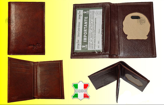 PORTAFOGLIO IN CUOIO MARRONE CON PORTA PLACCA POLIZIA PENITENZIARIA ASCOT