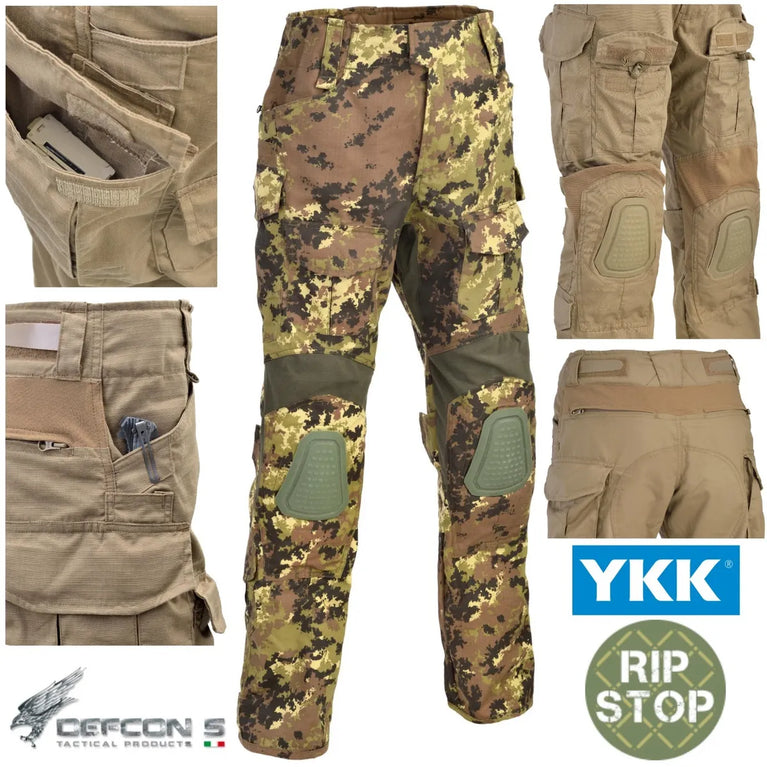 PANTALONE GLADIO TACTICAL CON GINOCCHIERE VEGETATO DEFCON5