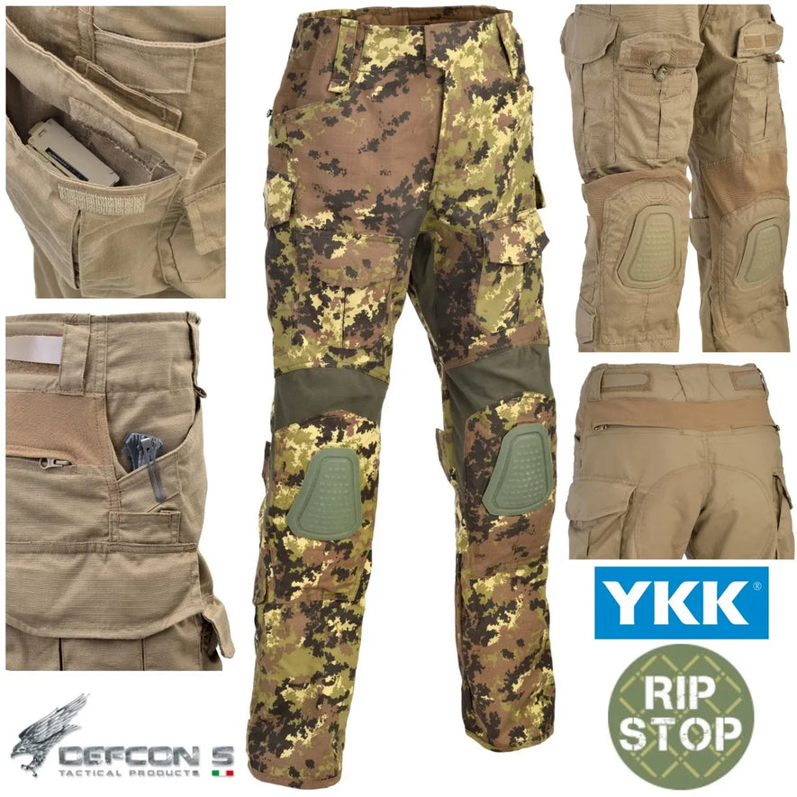 PANTALONE GLADIO TACTICAL CON GINOCCHIERE VEGETATO DEFCON5