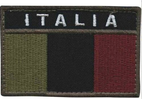 Patch Ricamata ITALIA FONDO NERO bassa visibilità Con Velcro