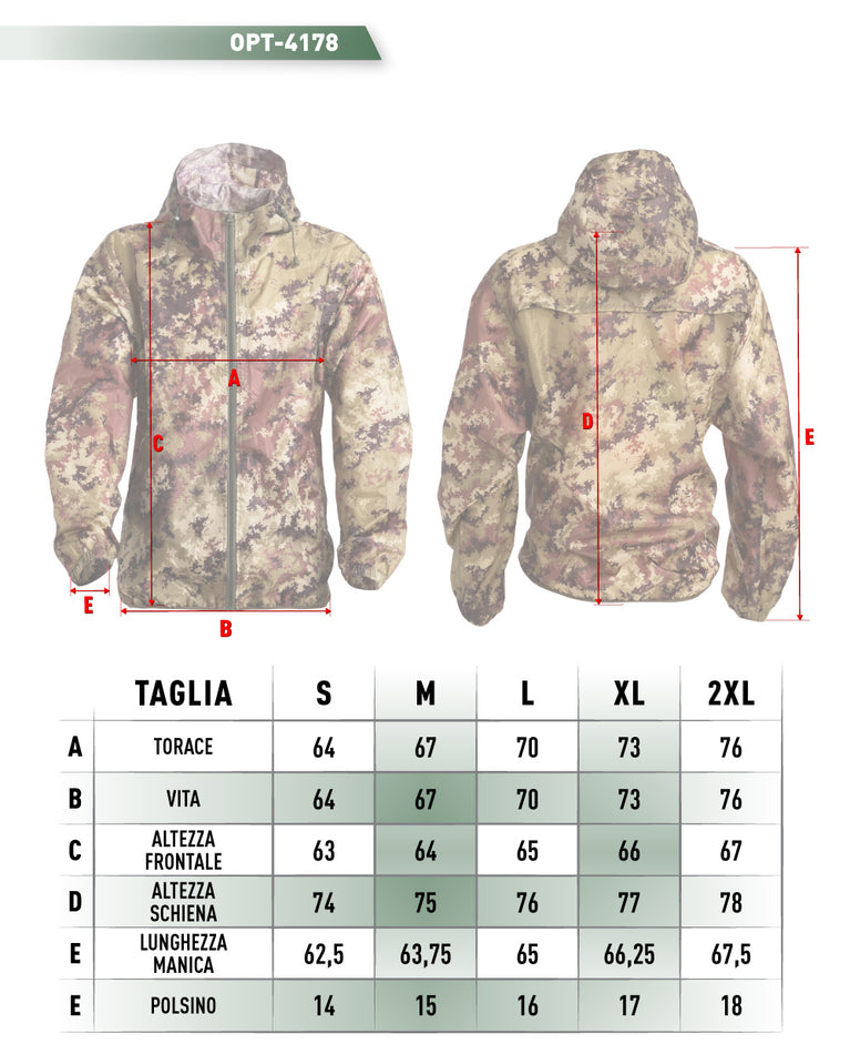 GIACCA IMPERMEABILE ANTIPIOGGIA VEGETATO ITALIANO OPENLAND