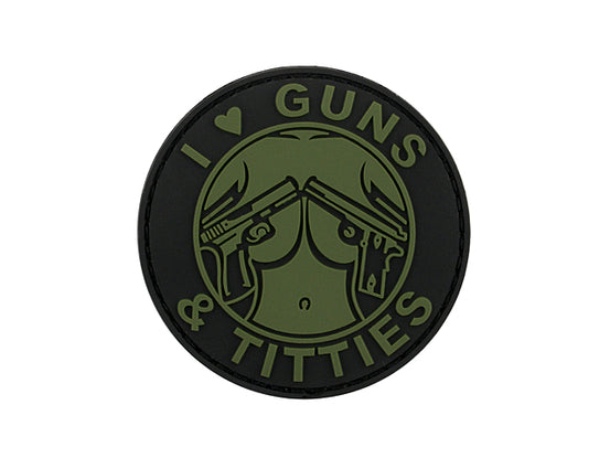 PATCH IN PVC "I LOVE GUNS AND TITTIES" 8FIELDS