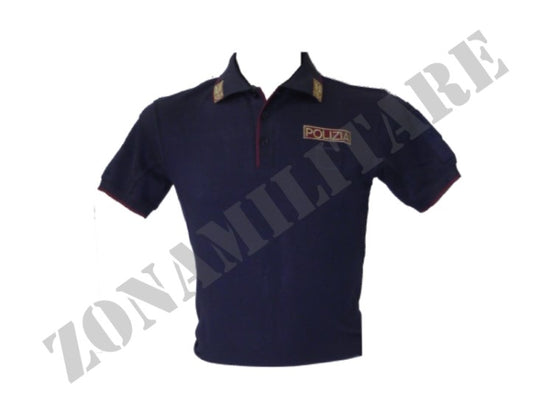 Polo Polizia Di Stato Blu Con Tricolore E Ricamo